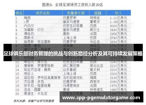足球俱乐部财务管理的挑战与创新路径分析及其可持续发展策略