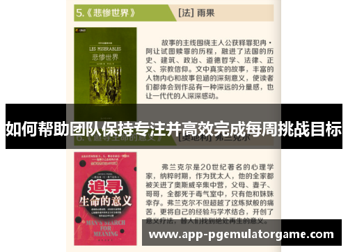 如何帮助团队保持专注并高效完成每周挑战目标
