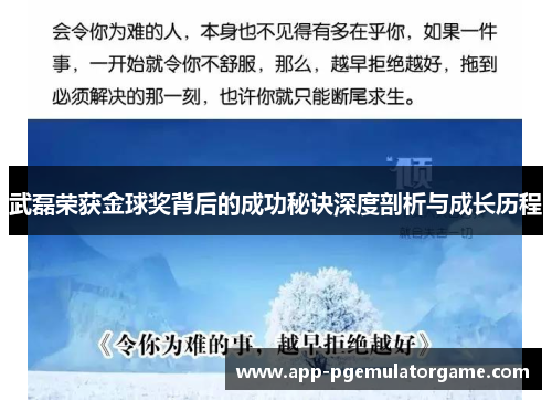 武磊荣获金球奖背后的成功秘诀深度剖析与成长历程