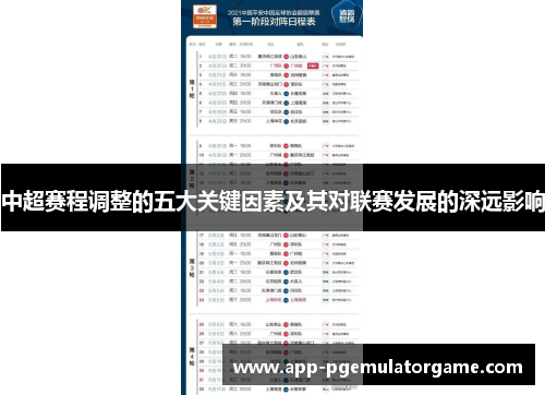 中超赛程调整的五大关键因素及其对联赛发展的深远影响