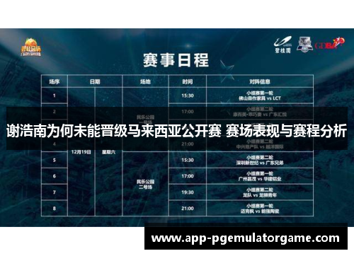 谢浩南为何未能晋级马来西亚公开赛 赛场表现与赛程分析