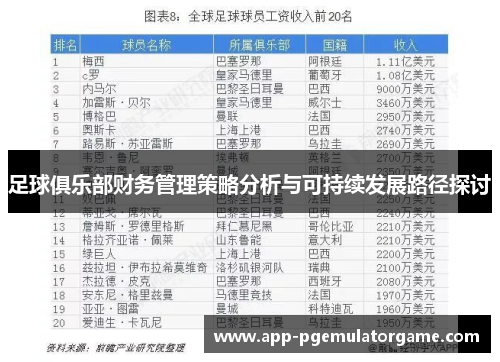 足球俱乐部财务管理策略分析与可持续发展路径探讨